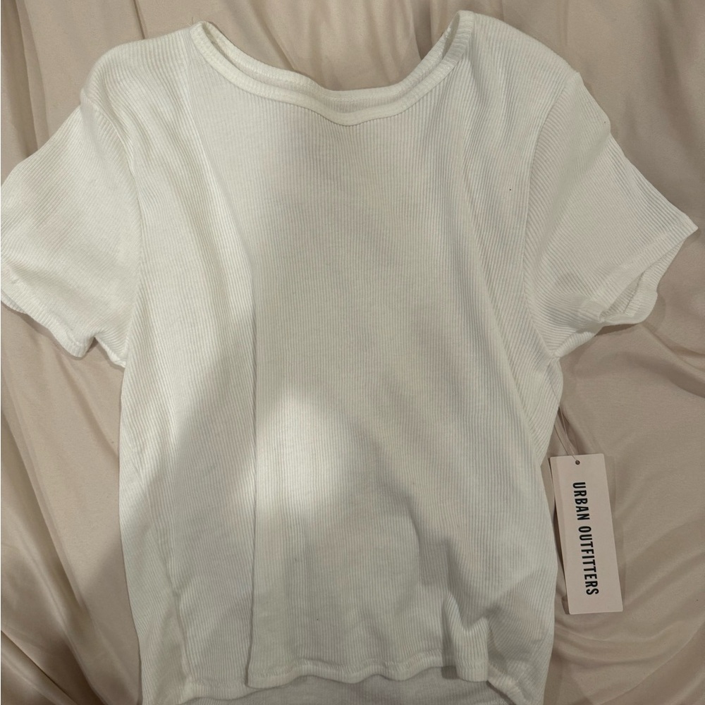 BDG white ribbed long t shirt